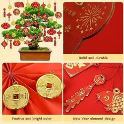 Collection of 40 Pieces Happy Chinese New Year Decorations 2024 Hanging Chinese Knot Pendant Lantern Copper Coin Chinese Luna New Year Decorations Dragon New Years Ornaments for Spring Home Tree Car Party Supply - Pinsot in a gallery layout