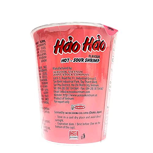 Collection of Hao Hao Instant Noodles Cups - Hot & Sour Shrimp Flavor 2.5 OZ in a gallery layout
