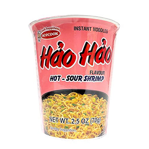 Hao Hao Instant Noodles Cups - Hot & Sour Shrimp Flavor 2.5 OZ