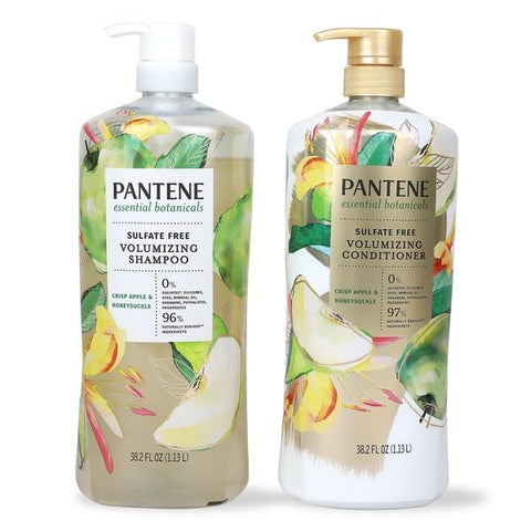 Pantene Essential Botanicals Strawberry and Coconut - Shampoo and Conditioner 38.2 Fl Oz (Pack of 2)