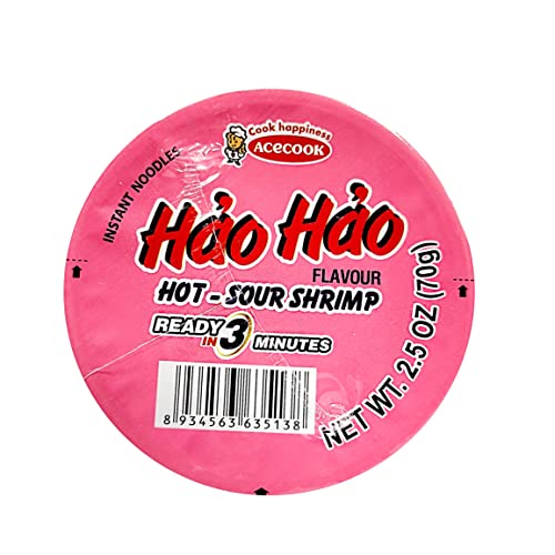 Collection of Hao Hao Instant Noodles Cups - Hot & Sour Shrimp Flavor 2.5 OZ in a gallery layout