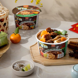 Collection of Simly Food Instant Vietnamese Beef Stew Rice Noodles (Hủ Tiếu Bò Kho) - 9 BOWLS/ 75g each in a gallery layout