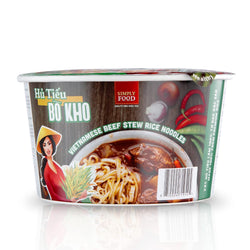 Collection of Simly Food Instant Vietnamese Beef Stew Rice Noodles (Hủ Tiếu Bò Kho) - 9 BOWLS/ 75g each in a gallery layout