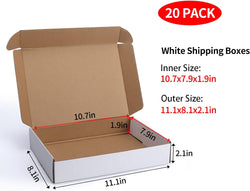 Collection of Dakoli Supplies 11x8x2 Inch Shipping Boxes 20 Pack Corrugated Cardboard Box Mailer for Small Business Mailing Packing, White in a gallery layout