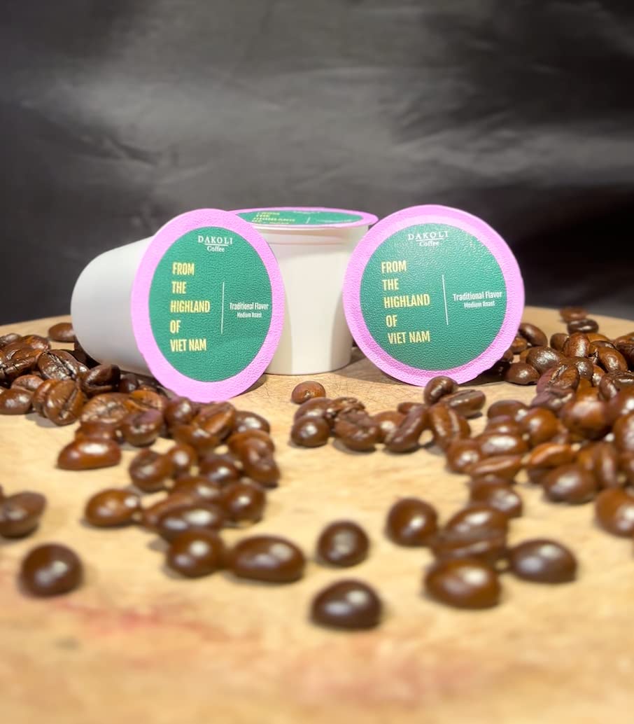 Collection of Dakoli V- Cup Coffee, Medium and Dark Roast, Supremo Blend Vietnamese-Colombia Coffee in a gallery layout