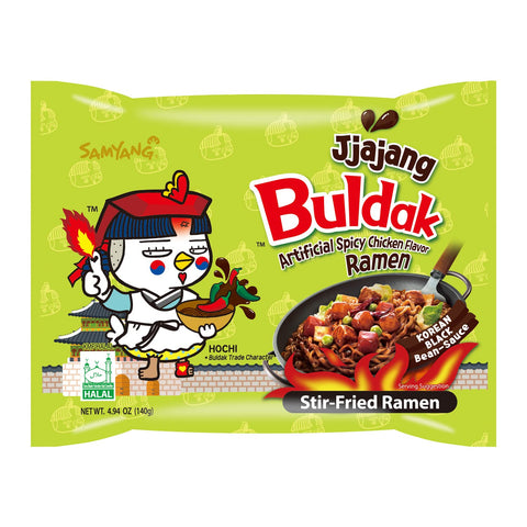 Samyang Buldak Jjajang Korean Spicy Hot Chicken Stir-Fried Noodles 4.94oz (Pack of 5/ Bag)