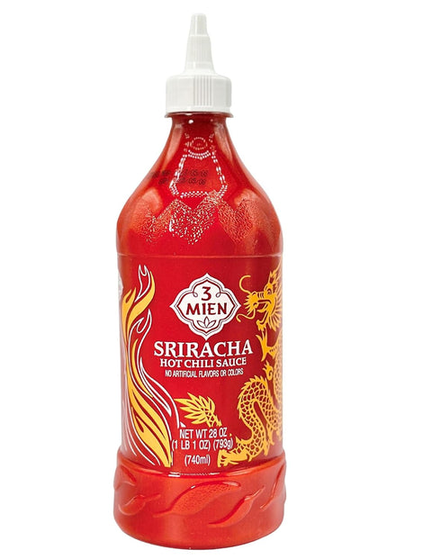 3 Mien Siracha Hot Chilli Sauce, Product of Vietnam - Net WT: 28 Fl Oz (740 ml)