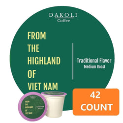 Collection of Dakoli V- Cup Coffee, Medium and Dark Roast, Supremo Blend Vietnamese-Colombia Coffee in a gallery layout