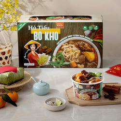 Collection of Simly Food Instant Vietnamese Beef Stew Rice Noodles (Hủ Tiếu Bò Kho) - 9 BOWLS/ 75g each in a gallery layout