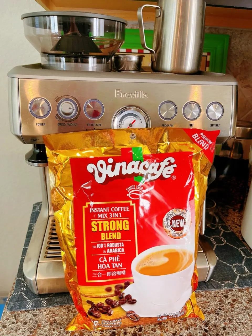 Collection of Vinacafe Vietnamese Instant Coffee, Strong Blend Special, 3 in 1 Instant Coffee Mix, 20 Sachets/ Bag in a gallery layout