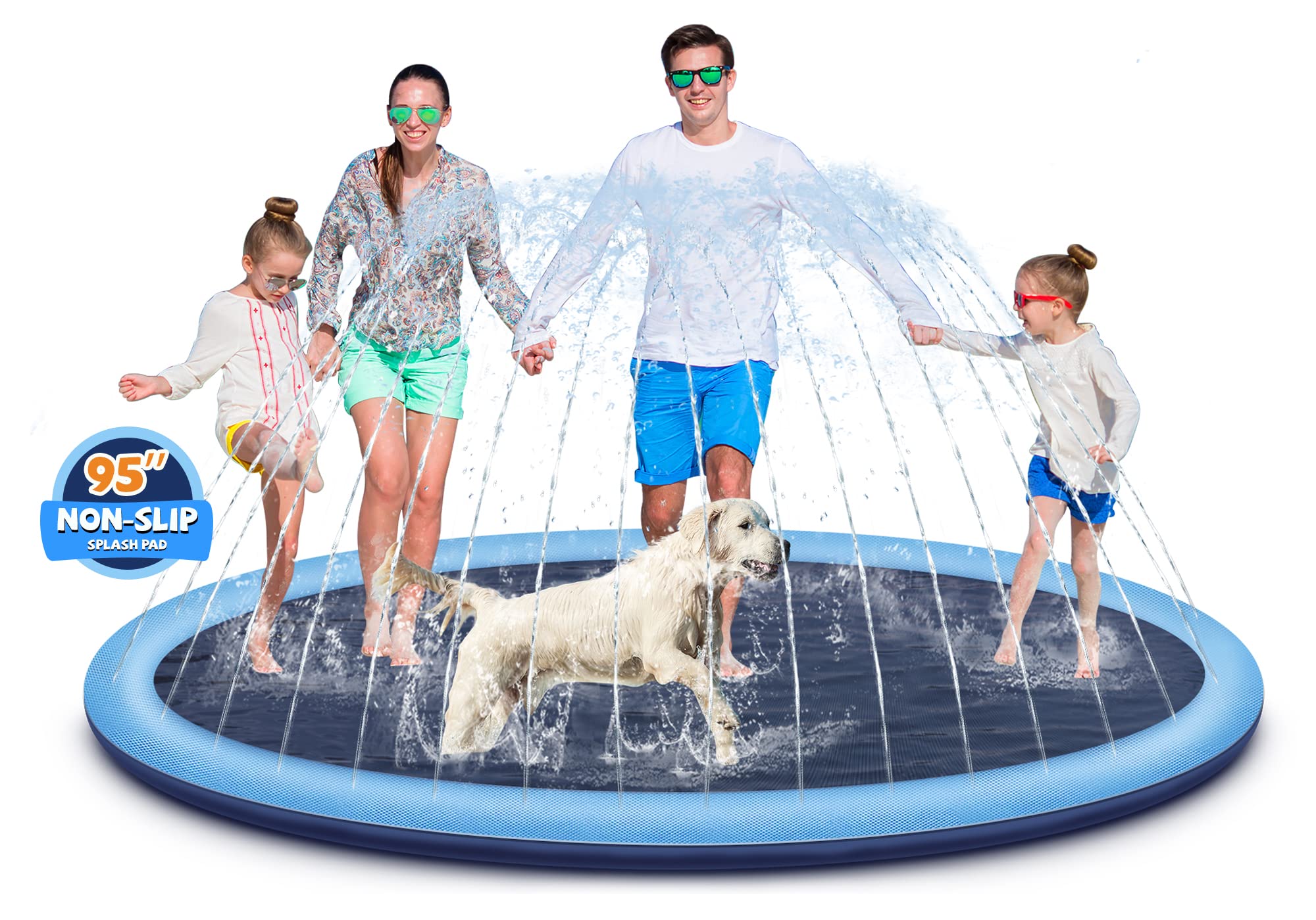 Collection of Sprinkler Pad for Kids and Dogs, 10 FT Extra Large Splash Pad for Toddlers 1-3 and Kids Ages 2+ in a gallery layout