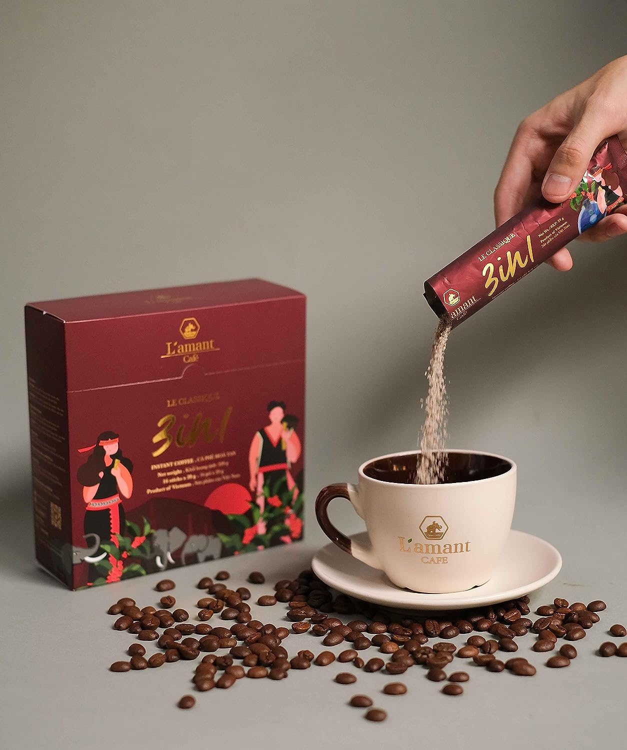 Collection of L'amant Vietnamese Instant Coffee Mix 3 In 1, 56.44 Oz - Bag of 100 Sticks in a gallery layout