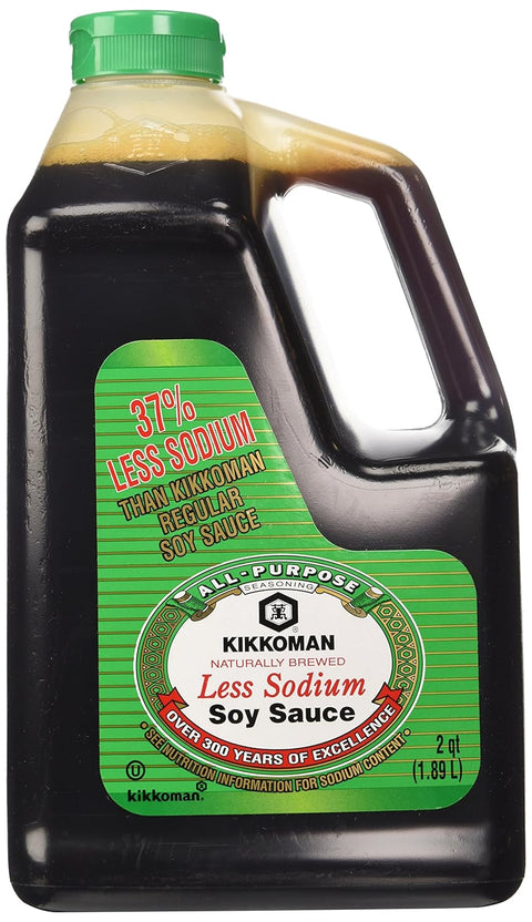 Kikkoman Less Sodium Soy Sauce, 2 Qt Bottle.