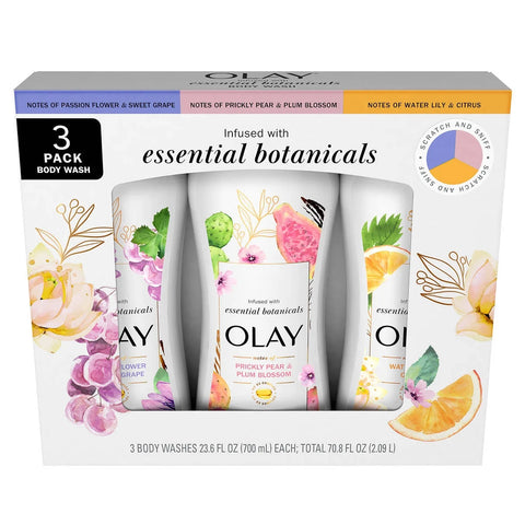 Olay Essential Botanicals Body Wash 23.6 Fluid Ounce (Pack of 3)