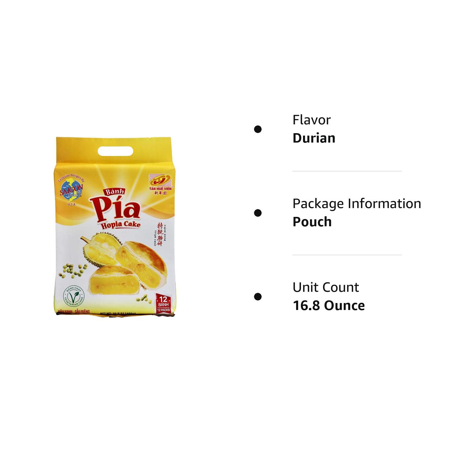 Collection of Banh Pia Hopia Cakes, 12 Count, Mungbean - Durian Flavor, 16.8 Ounce - Pinsot in a gallery layout