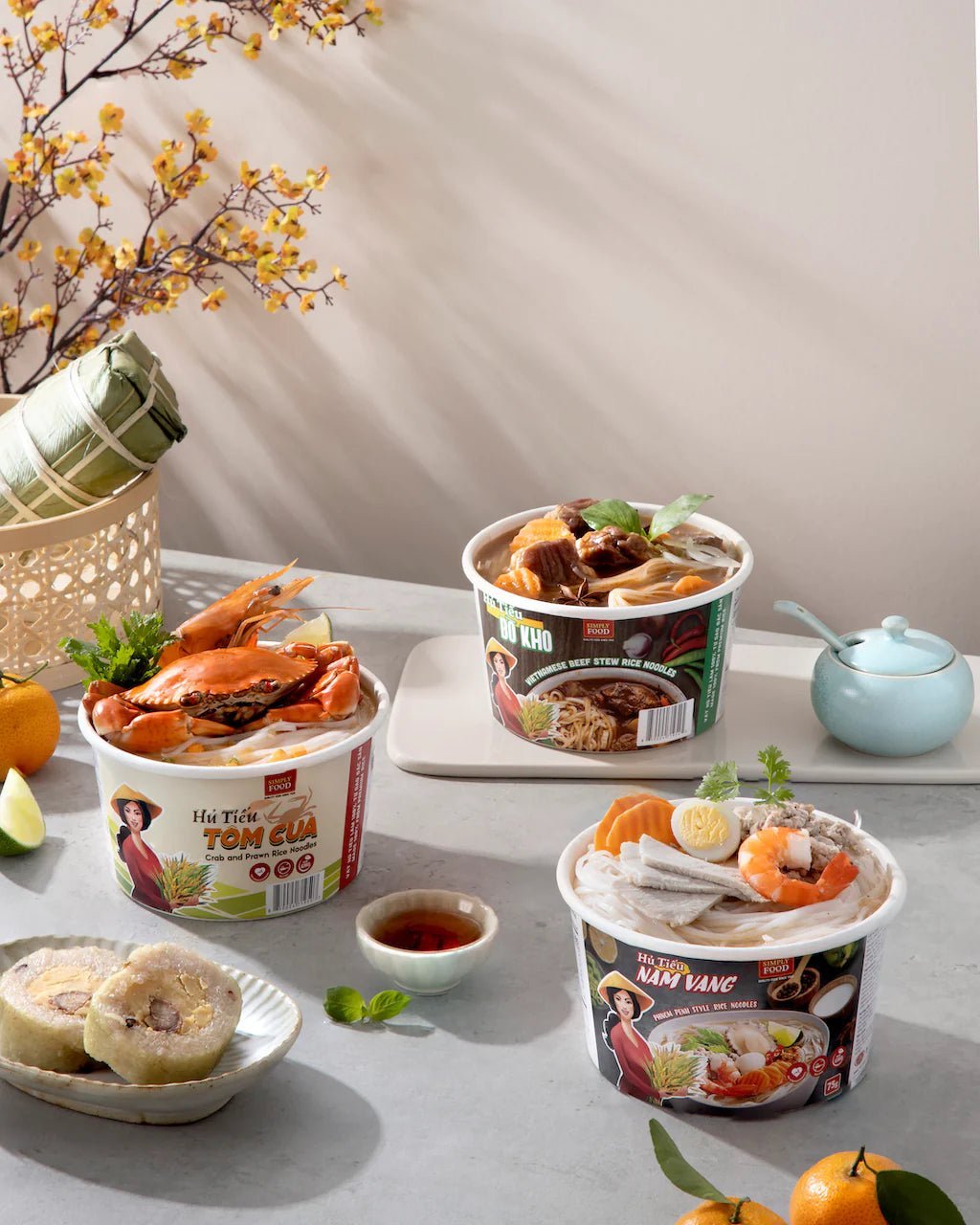 Collection of Beef Stew Rice Noodles (Hu Tie Bo Kho) 55g each/ 9 Bowls - Pinsot in a gallery layout