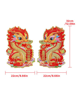 Collection of Chinese New Year Blessing Door Sticker Decorative 2024 New Year Zodiac Dragon Character Ornament Wall Window Clings for Home House Restaurant Store Party Decoration (Red - Pinsot in a gallery layout