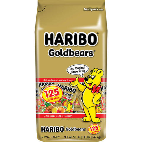 Haribo Goldbears Gummi Candy, Mini Bags, 0.4 oz, 125-count