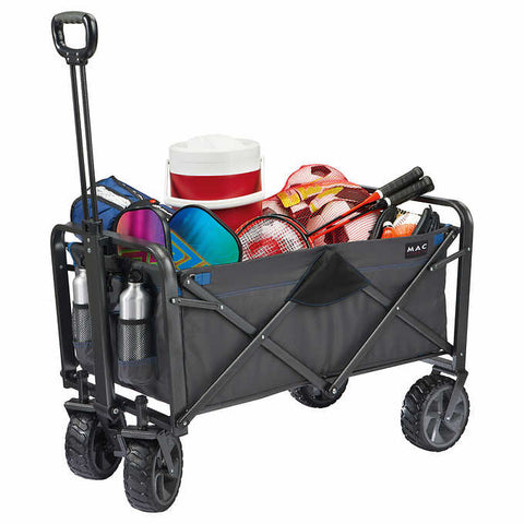 Collapsible Foldable Wagon, Beach Cart Large Capacity, Heavy Duty Folding Wagon Portable, Collapsible Wagon for Sports, Shopping, Camping, 35.5" x 22.25" x 30.75"