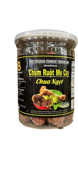 Collection of Spicy Preserved Starberry Tamarind (Chùm Ruột Me Cay) - 300g in a gallery layout