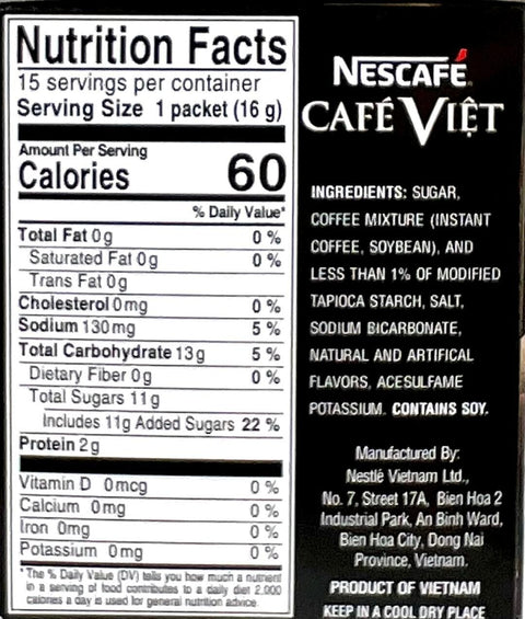 Nescafe Cafe Viet Black Iced Instant Coffee Drink Mix 15 Sachets x 16g