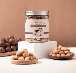 Collection of Ong Ba Premium Vietnamese Roasted Macadamia Nuts, Unsalted, Pre-shelled | 250g | 8.8 oz | in a gallery layout