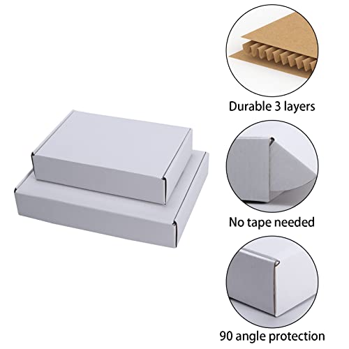 Collection of Dakoli Supplies 11x8x2 Inch Shipping Boxes 20 Pack Corrugated Cardboard Box Mailer for Small Business Mailing Packing, White in a gallery layout