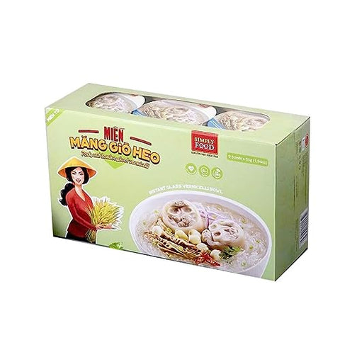 SIMPLY FOOD 9-Bowls of Pork Bamboo Glass Noodles (Mien Mang Gio Heo) 55g each