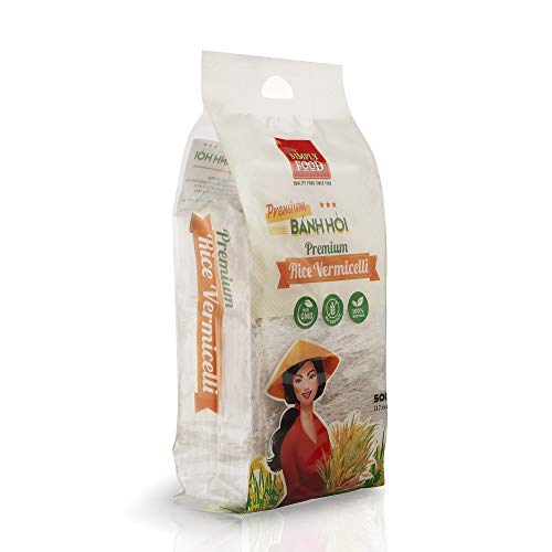 Collection of Premium Fine Rice Woven Vermicelli Noodle Sheet by SIMPLY FOOD (Banh Hoi) 17.6 Oz (500g) in a gallery layout