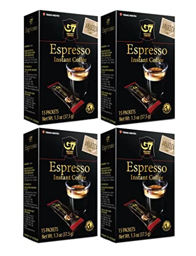 Collection of Trung Nguyen G7 Instant Coffee Espresso, 100% Arabica Coffee (15 Packets/Box, 4-Pack) in a gallery layout