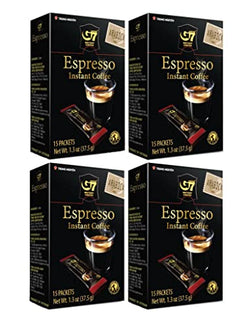 Collection of Trung Nguyen G7 Instant Coffee Espresso, 100% Arabica Coffee (15 Packets/Box, 4-Pack) in a gallery layout
