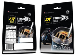Collection of Trung Nguyen G7 Strong X2 Double Strength, 2 in 1 Instant Black Coffee and Sugar (20 Single Serve Packets) in a gallery layout