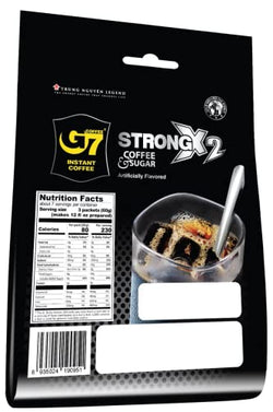 Collection of Trung Nguyen G7 Strong X2 Double Strength, 2 in 1 Instant Black Coffee and Sugar (20 Single Serve Packets) in a gallery layout