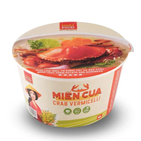 SIMPLY FOOD Instant Crab Glass Noodles (Miến Cua) - 9 BOWLS/ 55g each