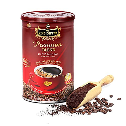 TNI King Coffee Premium Blend 100% Arabica Ground Coffee, Mild Acidity Low Calorie - 16 Oz