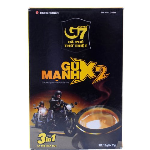Trung Nguyen G7 Strong X2 Gu Manh, 3 in 1 Instant Coffee (12 Single Serve Packets)