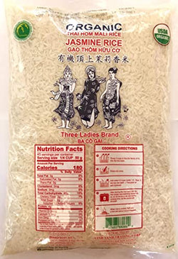 Collection of Three Ladies USDA Organic Thai Long Grain Jasmine Rice 5 Pounds, Product of Thailand in a gallery layout