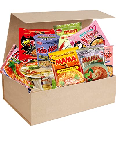 Dakoli Asian Instant Ramen - Variety Bundle Care Package with Chopsticks for College Students, Camping, & Traveling (12 Pack Assorted)