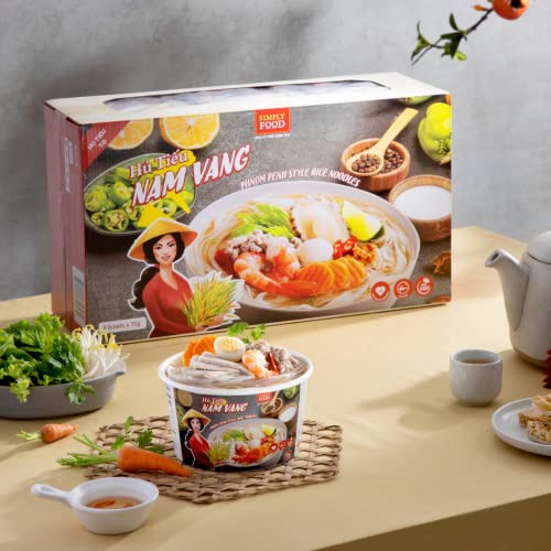 Collection of SIMPLY FOOD Instant Phnom Penh Rice Noodles (Hủ Tiếu Nam Vang) - 9 BOWLS/ 75g in a gallery layout