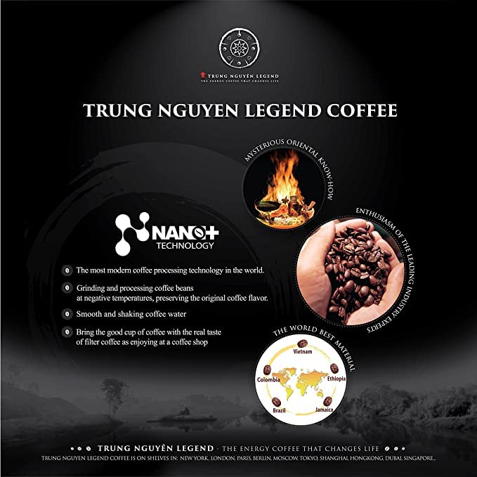 Collection of Trung Nguyen G7 Strong X2 Double Strength, 2 in 1 Instant Black Coffee and Sugar (20 Single Serve Packets) in a gallery layout
