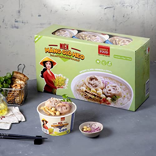 Collection of SIMPLY FOOD 9-Bowls of Pork Bamboo Glass Noodles (Mien Mang Gio Heo) 55g each in a gallery layout