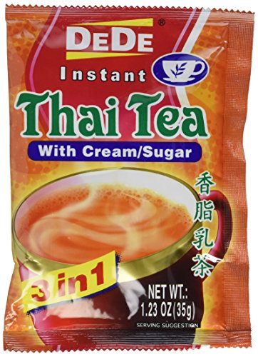 DEDE Instant Thai Tea Drink with and Sugar 12 Pockets, cream, 14.76 Ounce