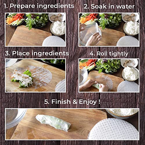 Collection of Dakoli Rice Paper Wraps Kit, Perfect for Fresh Spring Rolls & Dumplings in a gallery layout