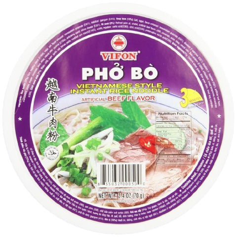 Vifon Pho Bo Noodle Bowl, Beef, 2.4 Ounce (Pack of 12) by Vifon
